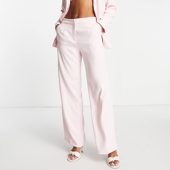 ASOS Selected Femme Pink Wide-Leg Women's Pants - Picture 1 of 8